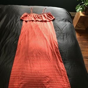 Orange striped maxi dress